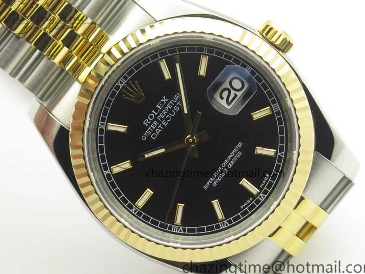 0413 DateJust 36 SS YG 126233 ARF 1:1 Best Edition Black Dial Stick Markers on SS YG Jubilee Bracelet SH ModernLook 3432